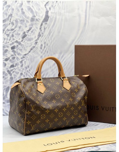 LOUIS VUITTON SPEEDY 30 IN BROWN MONOGRAM CANVAS -FULL SET- 