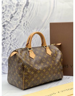 LOUIS VUITTON SPEEDY 30 IN BROWN MONOGRAM CANVAS -FULL SET- 