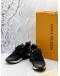 (LIKE NEW) LOUIS VUITTON RUN AWAY SNEAKERS SIZE 35.5 IN BLACK SUEDE AND TECHNICAL FABRIC WITH BROWN MONOGRAM CANVAS -FULL SET- 