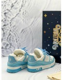 (LIKE NEW) LOUIS VUITTON TRAINER SNEAKERS SIZE 37 IN BLUE WITH WHITE -FULL SET- 
