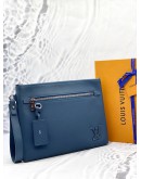 LOUIS VUITTON TAKEOFF POUCH IN ATLANTIC BLUE AEROGRAM LEATHER 