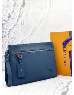 LOUIS VUITTON TAKEOFF POUCH IN ATLANTIC BLUE AEROGRAM LEATHER 