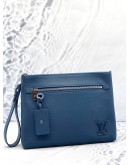 LOUIS VUITTON TAKEOFF POUCH IN ATLANTIC BLUE AEROGRAM LEATHER 