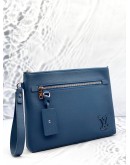 LOUIS VUITTON TAKEOFF POUCH IN ATLANTIC BLUE AEROGRAM LEATHER 
