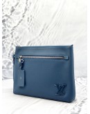 LOUIS VUITTON TAKEOFF POUCH IN ATLANTIC BLUE AEROGRAM LEATHER 