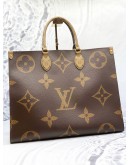 (LIKE NEW) LOUIS VUITTON ON THE GO GM TOTE BAG IN BROWN MONOGRAM REVERSE CANVAS
