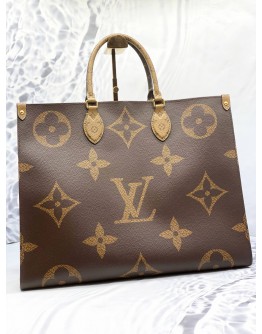 (LIKE NEW) LOUIS VUITTON ON THE GO GM TOTE BAG IN BROWN MONOGRAM REVERSE CANVAS