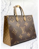 (LIKE NEW) LOUIS VUITTON ON THE GO GM TOTE BAG IN BROWN MONOGRAM REVERSE CANVAS