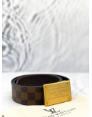 LOUIS VUITTON NEO INVENTEUR REVERSIBLE BELT SIZE 95 IN BROWN DAMIER EBENE CANVAS WITH CALFSKIN LEATHER
