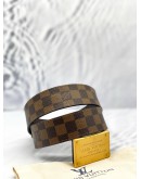 LOUIS VUITTON NEO INVENTEUR REVERSIBLE BELT SIZE 95 IN BROWN DAMIER EBENE CANVAS WITH CALFSKIN LEATHER