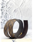 LOUIS VUITTON NEO INVENTEUR REVERSIBLE BELT SIZE 95 IN BROWN DAMIER EBENE CANVAS WITH CALFSKIN LEATHER