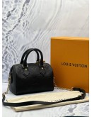(LIKE NEW) MICROCHIP LOUIS VUITTON SPEEDY BANDOULIERE 20 IN BLACK MONOGRAM EMPREINTE LEATHER -FULL SET-