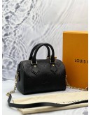 (LIKE NEW) MICROCHIP LOUIS VUITTON SPEEDY BANDOULIERE 20 IN BLACK MONOGRAM EMPREINTE LEATHER -FULL SET-