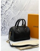 (LIKE NEW) MICROCHIP LOUIS VUITTON SPEEDY BANDOULIERE 20 IN BLACK MONOGRAM EMPREINTE LEATHER -FULL SET-