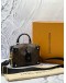 (LIKE NEW) LOUIS VUITTON PETITE MALLE SOUPLE IN BROWN MONOGRAM CANVAS WITH BLACK LEATHER -FULL SET- 