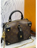 (LIKE NEW) LOUIS VUITTON PETITE MALLE SOUPLE IN BROWN MONOGRAM CANVAS WITH BLACK LEATHER -FULL SET- 
