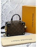 (LIKE NEW) LOUIS VUITTON PETITE MALLE SOUPLE IN BROWN MONOGRAM CANVAS WITH BLACK LEATHER -FULL SET- 