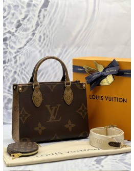 (BRAND NEW) LOUIS VUITTON ON THE GO PM IN BROWN MONOGRAM REVERSE CANVAS -FULL SET-