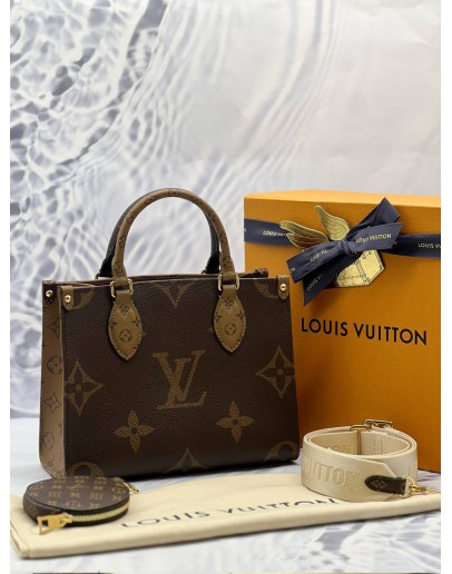 (BRAND NEW) LOUIS VUITTON ON THE GO PM IN BROWN MONOGRAM REVERSE CANVAS -FULL SET-