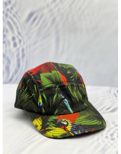 LOVE MOSCHINO CAP IN MULTICOLOR VIBRANT TROPICAL WITH PARROT PRINT