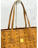MCM REVERSIBLE LIZ SHOPPER TOTE SHOULDER BAG IN COGNAC VISETOS WITH CALFSKIN LEATHER