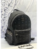 (LIKE NEW) MCM STARK SIDE STUDS BACKPACK IN BLACK VISETOS LEATHER