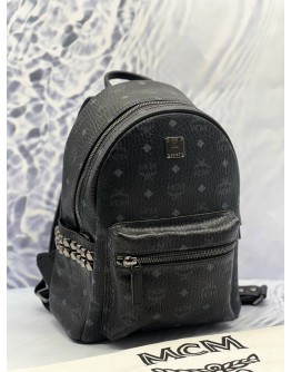 (LIKE NEW) MCM STARK SIDE STUDS BACKPACK IN BLACK VISETOS LEATHER