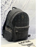(LIKE NEW) MCM STARK SIDE STUDS BACKPACK IN BLACK VISETOS LEATHER