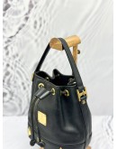 MCM MINI DRAWSTRING BUCKET HANDLE BAG IN BLACK LEATHER