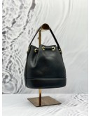 MCM MINI DRAWSTRING BUCKET HANDLE BAG IN BLACK LEATHER