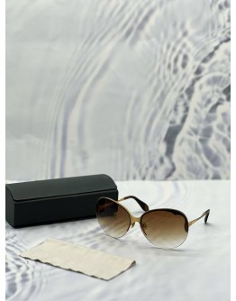 MIU MIU OVAL BRUSHED SUNGLASSES IN GUNMETAL GOLD -FULL SET-