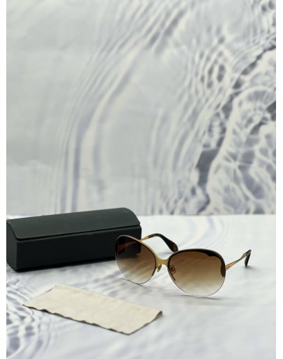 MIU MIU OVAL BRUSHED SUNGLASSES IN GUNMETAL GOLD -FULL SET-