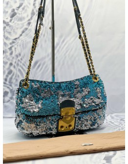 MIU MIU SEQUINED CHAIN SHOULDER BAG IN MULTICOLOR SEQUIN WITH LEATHER