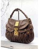 MIU MIU COFFER HOBO BAG IN BROWN LEATHER