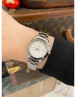 (LIKE NEW) 2018 OMEGA SEAMASTER AQUA TERRA REF 231.10.30.60.02.001 WHITE DIAL 30MM QUARTZ WATCH -FULL SET-