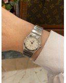 (LIKE NEW) 2010 OMEGA CONSTELLATION LADY REF 1572.30.00 WHITE DIAL 25MM QUARTZ WATCH -FULL SET-