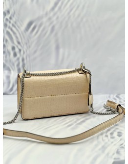 OROTON CROSSBODY BAG IN BEIGE CROCODILE EMBOSSED CALFSKIN LEATHER