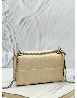OROTON CROSSBODY BAG IN BEIGE CROCODILE EMBOSSED CALFSKIN LEATHER