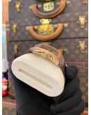 (UNUSED) 2024 PATEK PHILIPPE GONDOLO SARATA LADIES 18K 750 ROSE GOLD 94 BRILLIANT-CUT SPESSARTITE GEMSTONES REF 4962/200R-001 BROWN FLORAL MOTIF DIAL 28.6MM X 40.8MM QUARTZ WATCH -FULL SET-