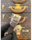 (UNUSED) 2024 PATEK PHILIPPE GONDOLO SARATA LADIES 18K 750 ROSE GOLD 94 BRILLIANT-CUT SPESSARTITE GEMSTONES REF 4962/200R-001 BROWN FLORAL MOTIF DIAL 28.6MM X 40.8MM QUARTZ WATCH -FULL SET-