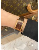 (UNUSED) 2024 PATEK PHILIPPE GONDOLO SARATA LADIES 18K 750 ROSE GOLD 94 BRILLIANT-CUT SPESSARTITE GEMSTONES REF 4962/200R-001 BROWN FLORAL MOTIF DIAL 28.6MM X 40.8MM QUARTZ WATCH -FULL SET-