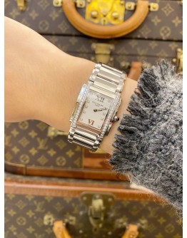 (LIKE NEW) 2012 PATEK PHILIPPE TWENTY 4 DIAMOND REF 4910/10A-011 WHITE DIAL 25MM X 30MM QUARTZ WATCH -FULL SET-