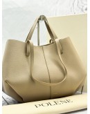 (LIKE NEW) POLENE CYME TOTE SHOULDER BAG IN TAUPE CALFSKIN LEATHER -FULL SET-
