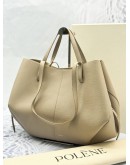 (LIKE NEW) POLENE CYME TOTE SHOULDER BAG IN TAUPE CALFSKIN LEATHER -FULL SET-