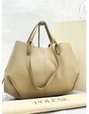 (LIKE NEW) POLENE CYME TOTE SHOULDER BAG IN TAUPE CALFSKIN LEATHER -FULL SET-