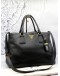 PRADA TOTE TOP HANDLE AND SHOULDER BAG IN BLACK VITELLO DAINO LEATHER