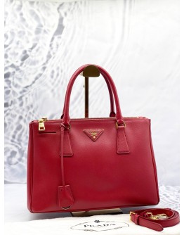 PRADA SMALL GALLERIA IN RED SAFFIANO LUX LEATHER