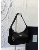 (LIKE NEW) PRADA RE-EDITION SHOULDER BAG IN BLACK TESSUTO WITH SAFFIANO LEATHER -FULL SET-