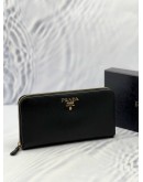 (LIKE NEW) PRADA ZIP AROUND LONG WALLET IN BLACK SAFFIANO LEATHER