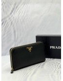 (LIKE NEW) PRADA ZIP AROUND LONG WALLET IN BLACK SAFFIANO LEATHER
